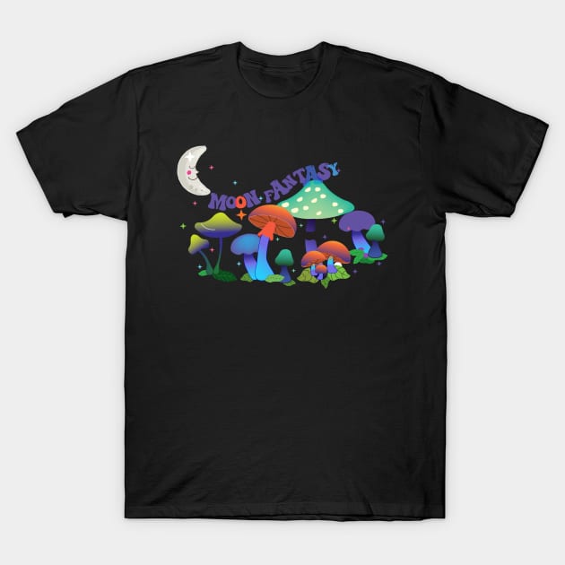 Fantastic Mushrooms and  Fantasy Moon T-Shirt by emma17